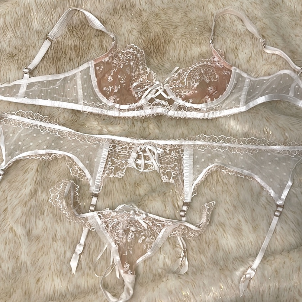 Honey Birdette 3pc white lingerie